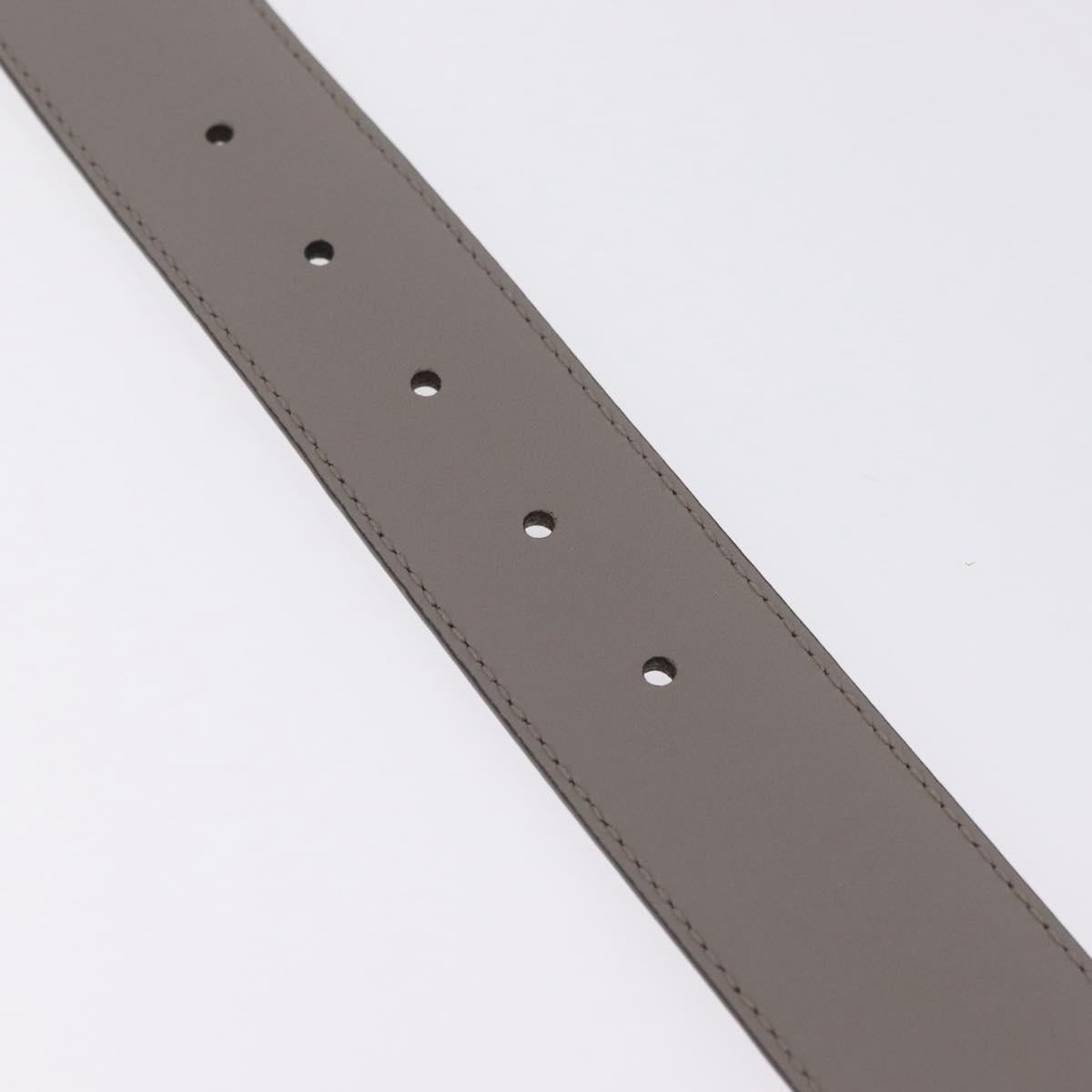 GUCCI Belt Leather 37.4"" Gray Gold 409417 Auth mr3188A