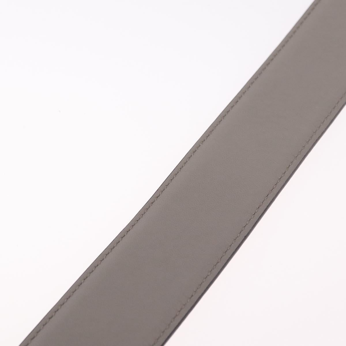 GUCCI Belt Leather 37.4"" Gray Gold 409417 Auth mr3188A