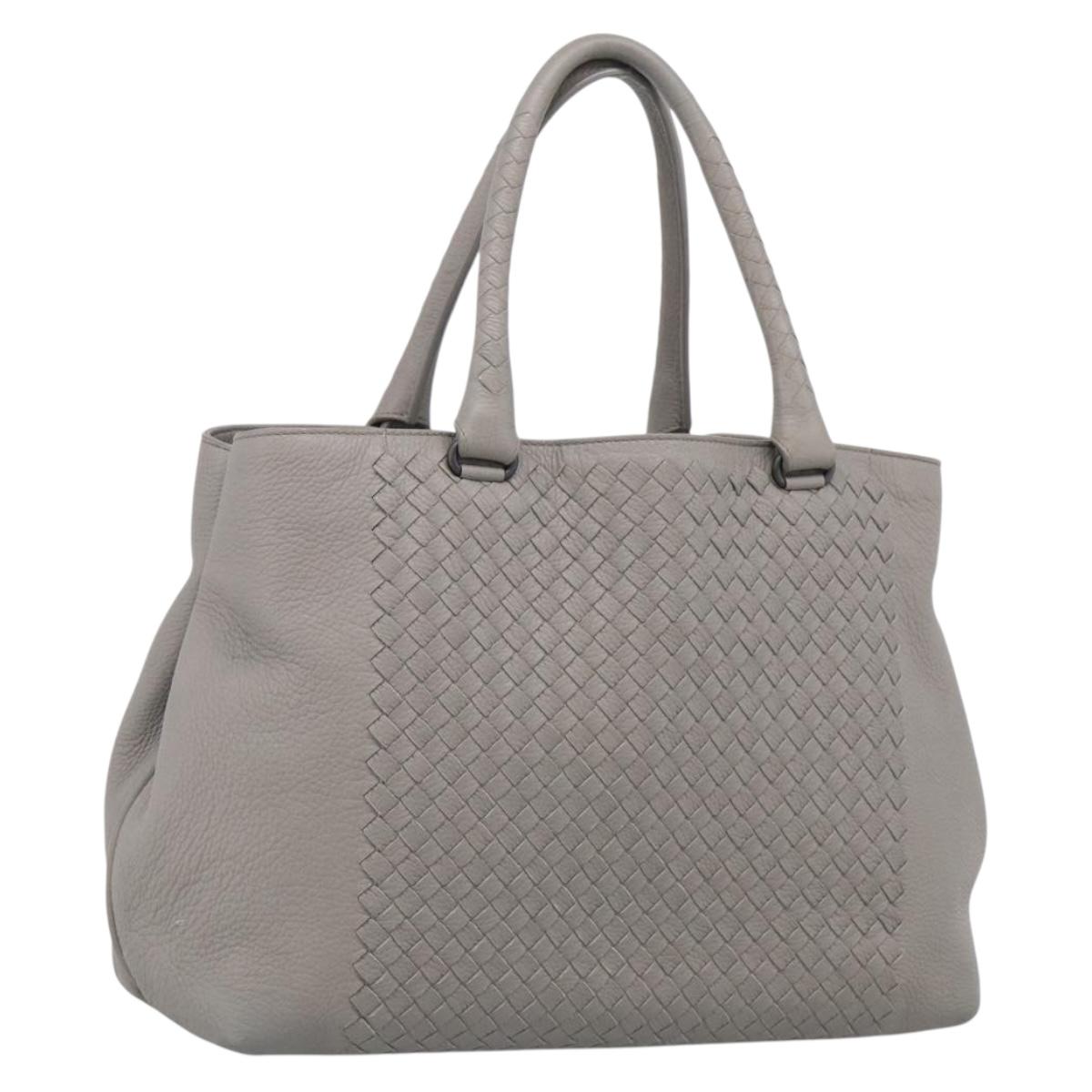 Bottega Veneta INTRECCIATO Tote Bag Leather Gray Auth mr3190