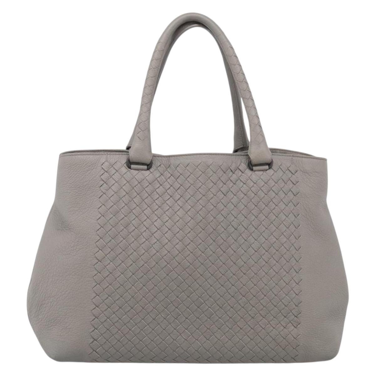 Bottega Veneta INTRECCIATO Tote Bag Leather Gray Auth mr3190