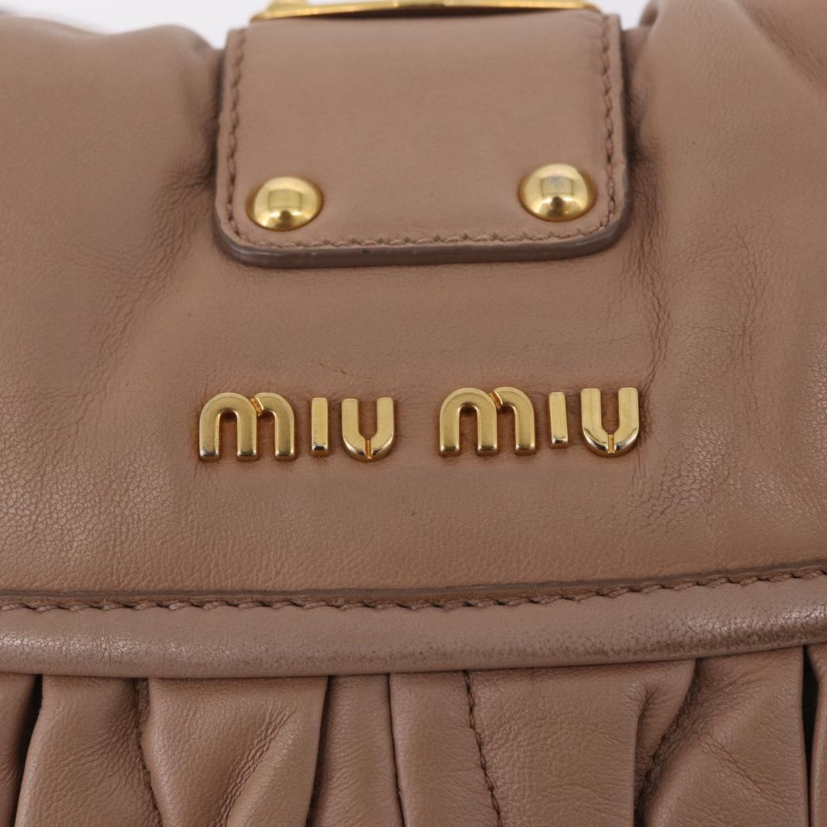 Miu Miu Hand Bag Leather 2way Pink Gold Auth mr3197V