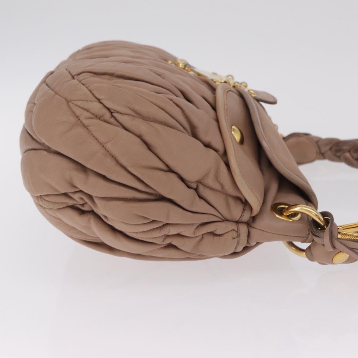 Miu Miu Hand Bag Leather 2way Pink Gold Auth mr3197V