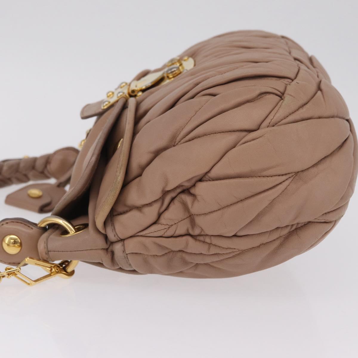 Miu Miu Hand Bag Leather 2way Pink Gold Auth mr3197V