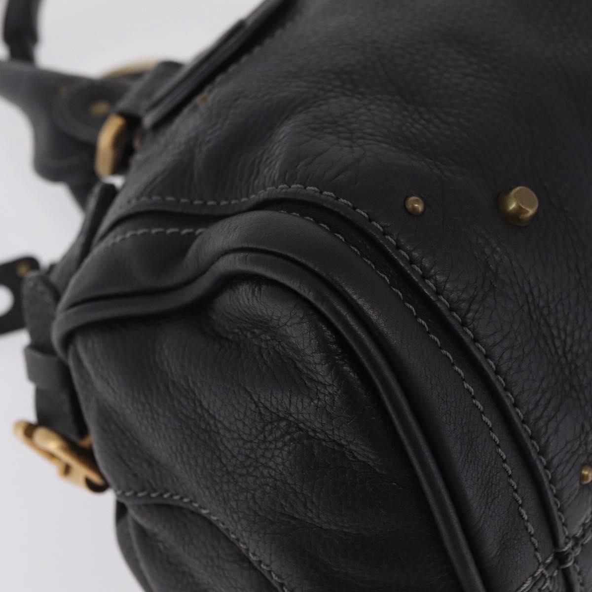 Chloe Paddington Hand Bag Leather Black Gold Silver Auth mr3203V