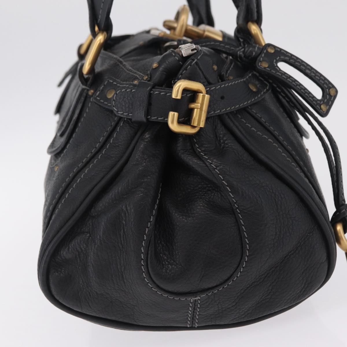 Chloe Paddington Hand Bag Leather Black Gold Silver Auth mr3203V