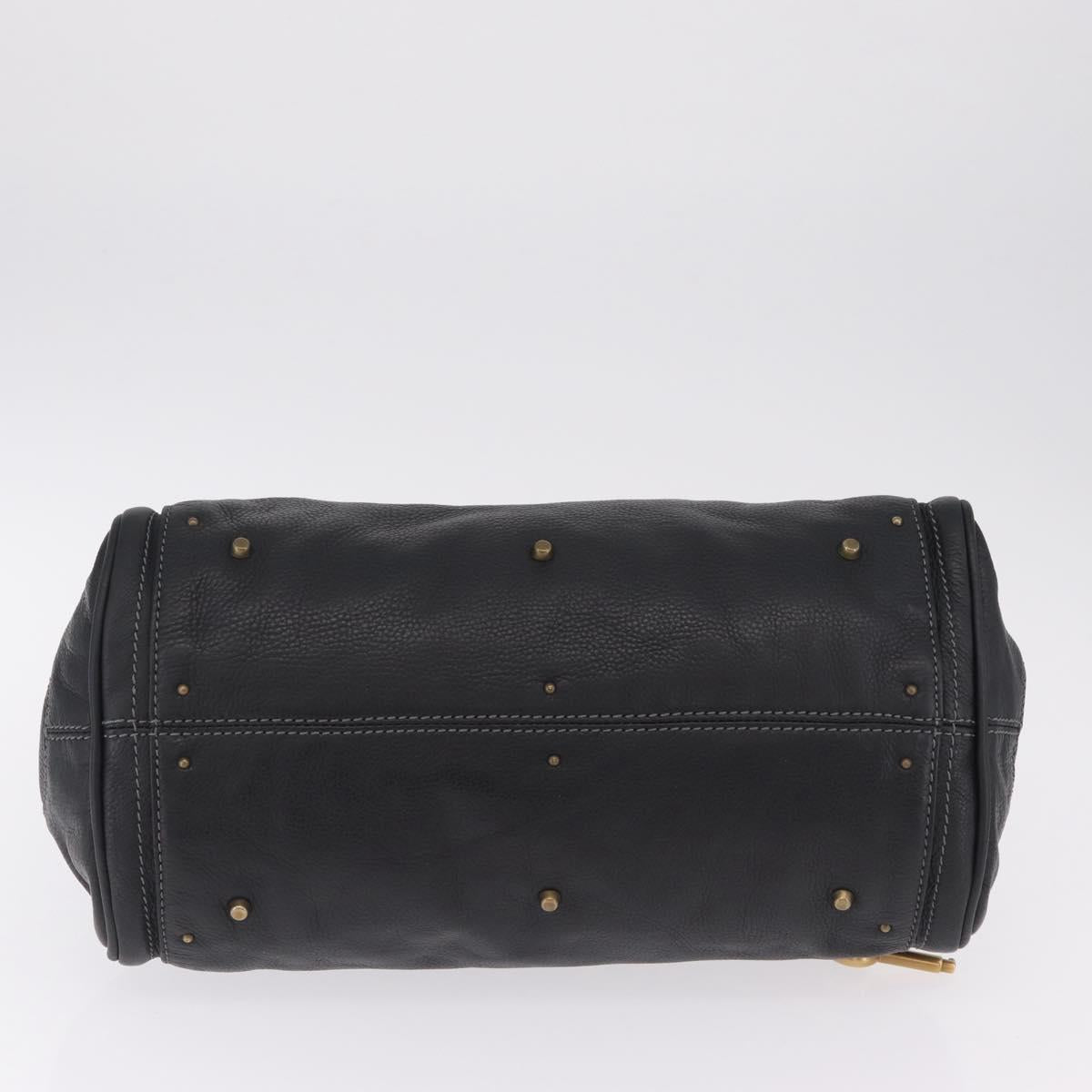 Chloe Paddington Hand Bag Leather Black Gold Silver Auth mr3203V