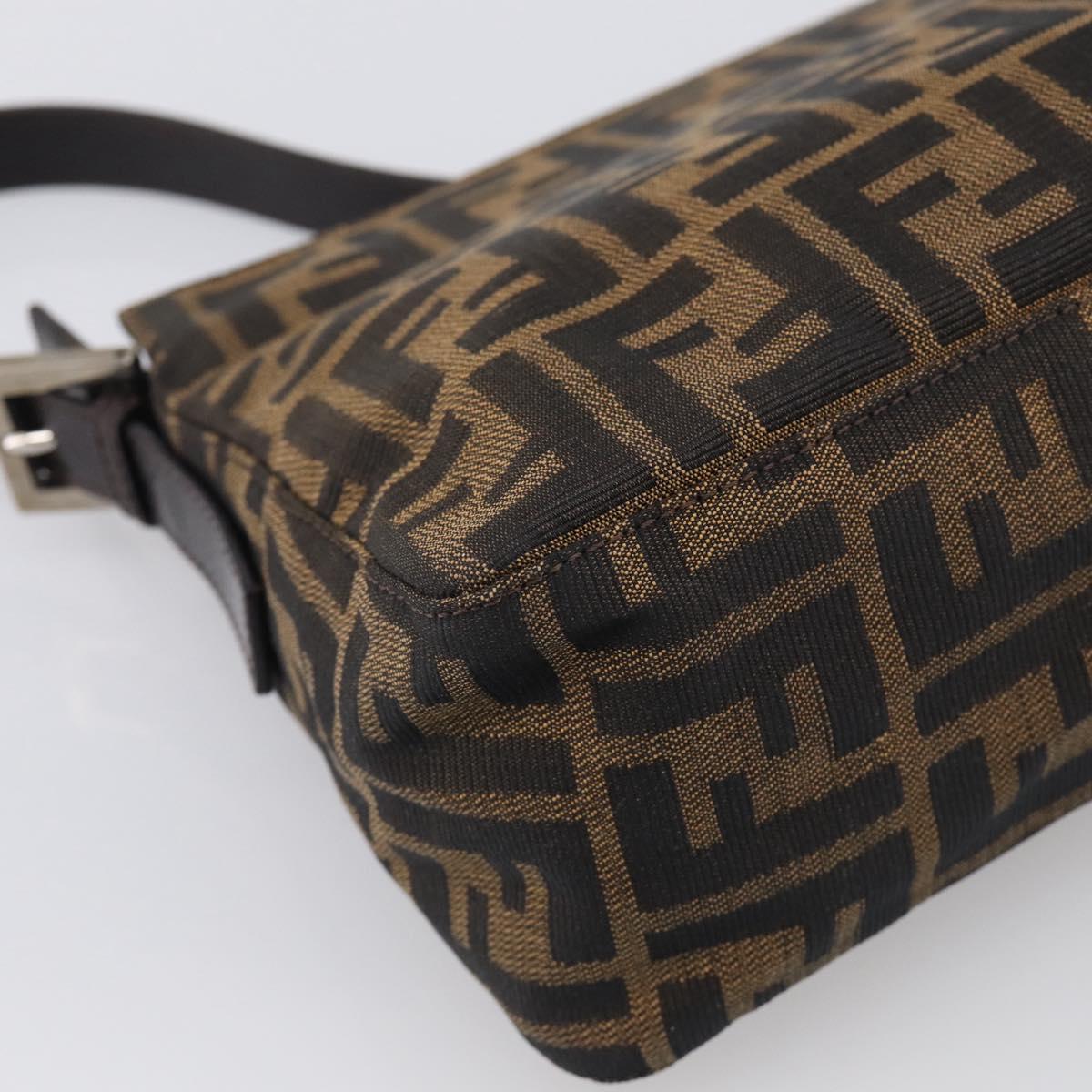FENDI Zucca Canvas Mamma Baguette Shoulder Bag Brown Black Auth mr3209V