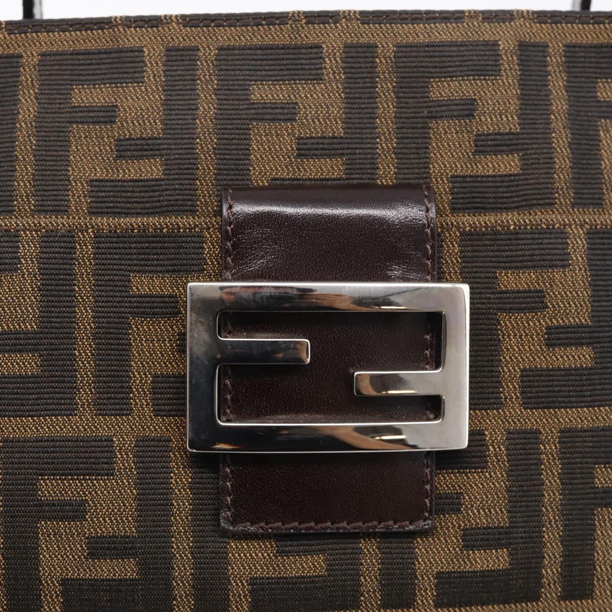 FENDI Zucca Canvas Mamma Baguette Shoulder Bag Brown Black Auth mr3209V