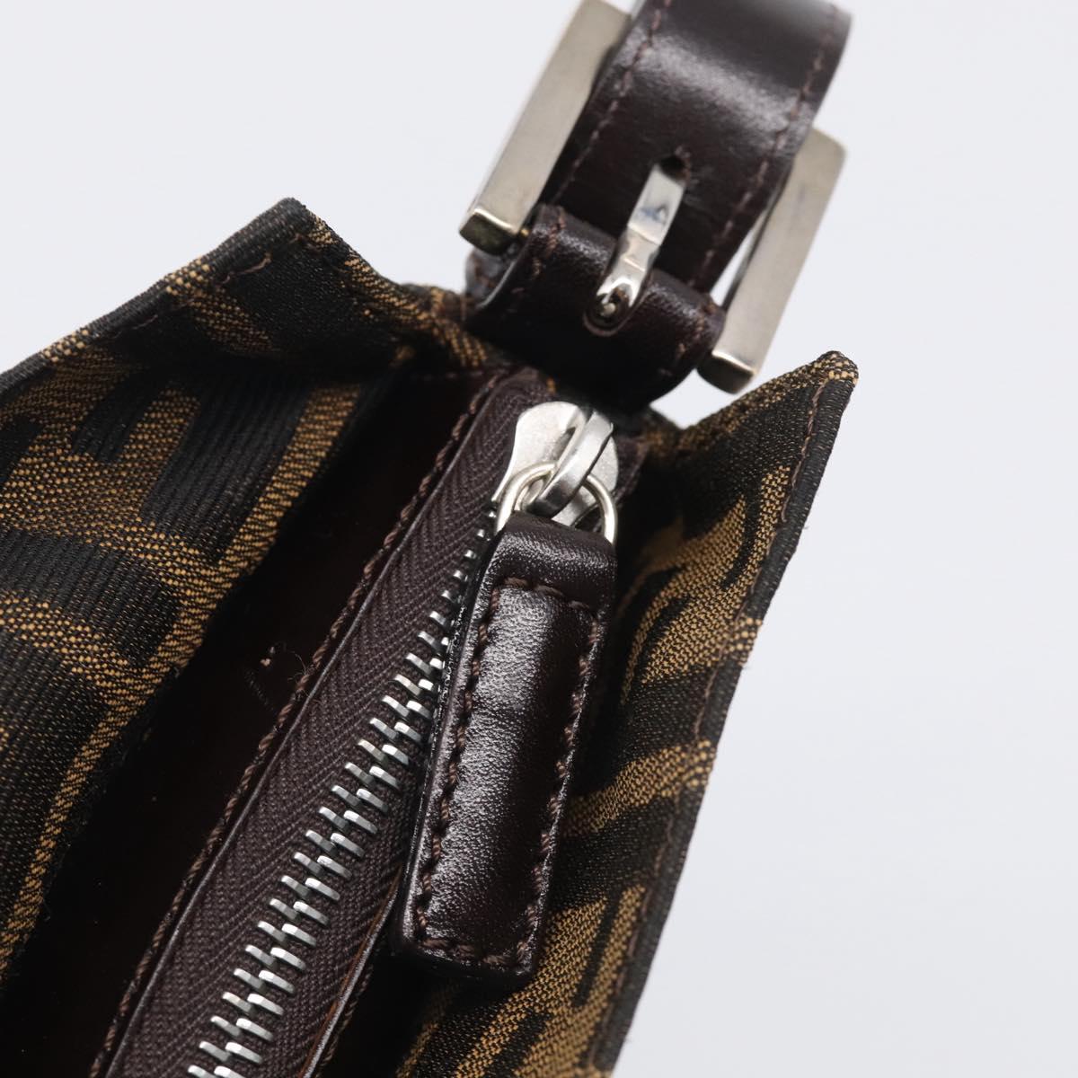 FENDI Zucca Canvas Mamma Baguette Shoulder Bag Brown Black Auth mr3209V
