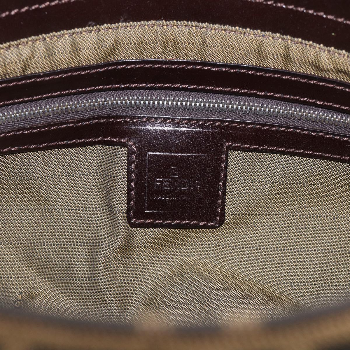 FENDI Zucca Canvas Mamma Baguette Shoulder Bag Brown Black Auth mr3209V