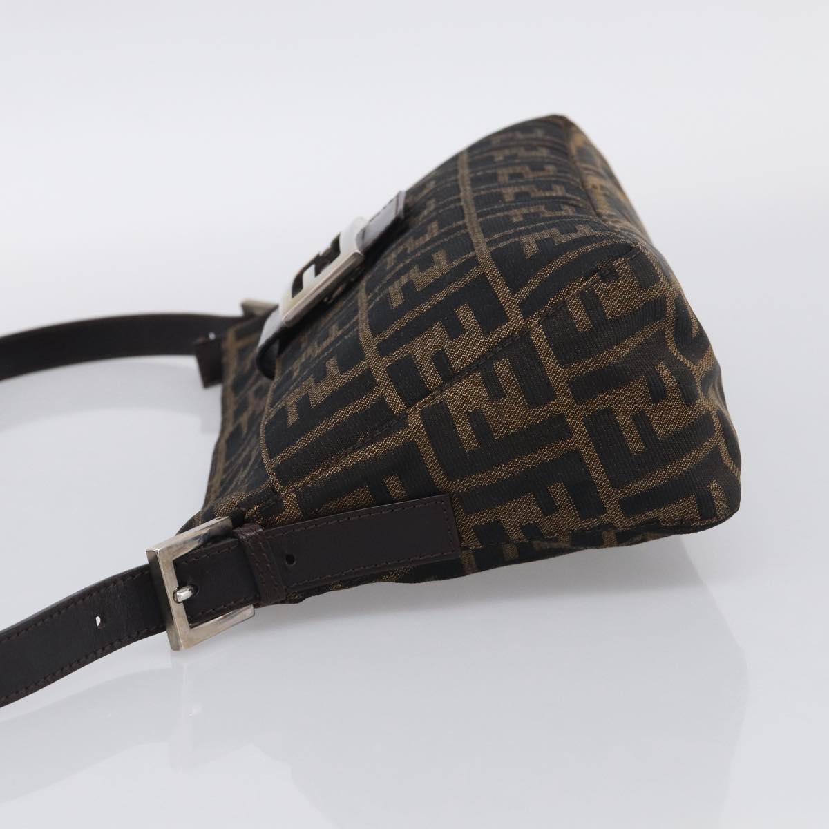 FENDI Zucca Canvas Mamma Baguette Shoulder Bag Brown Black Auth mr3209V