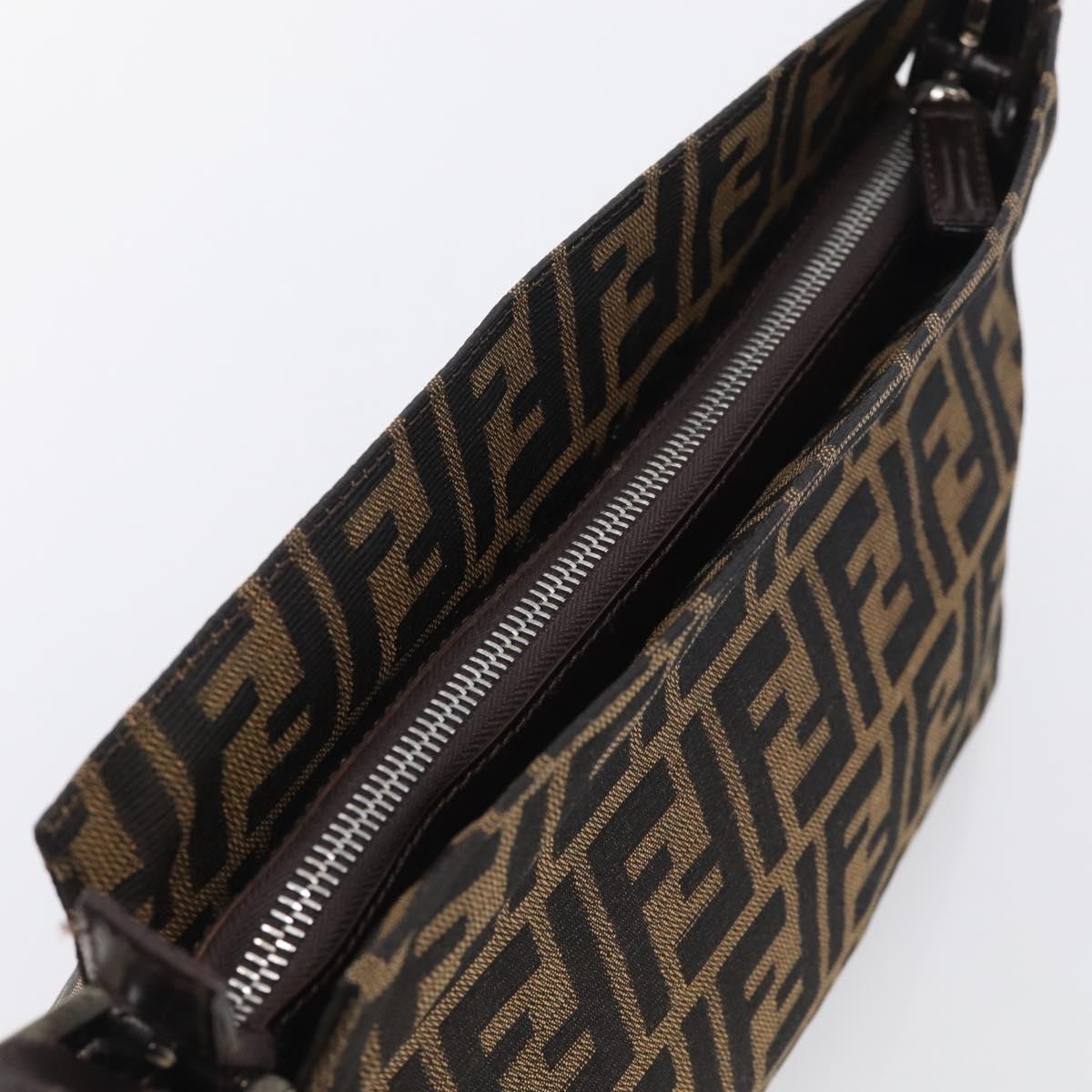 FENDI Zucca Canvas Mamma Baguette Shoulder Bag Brown Black Auth mr3209V