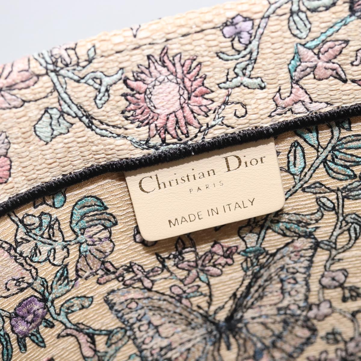 Christian Dior Book Tote Butterfly Hand Bag Canvas Beige Auth mr3224V