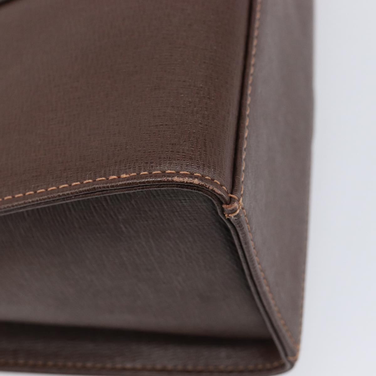BURBERRY Hand Bag Leather Brown Gold Auth mr3260A