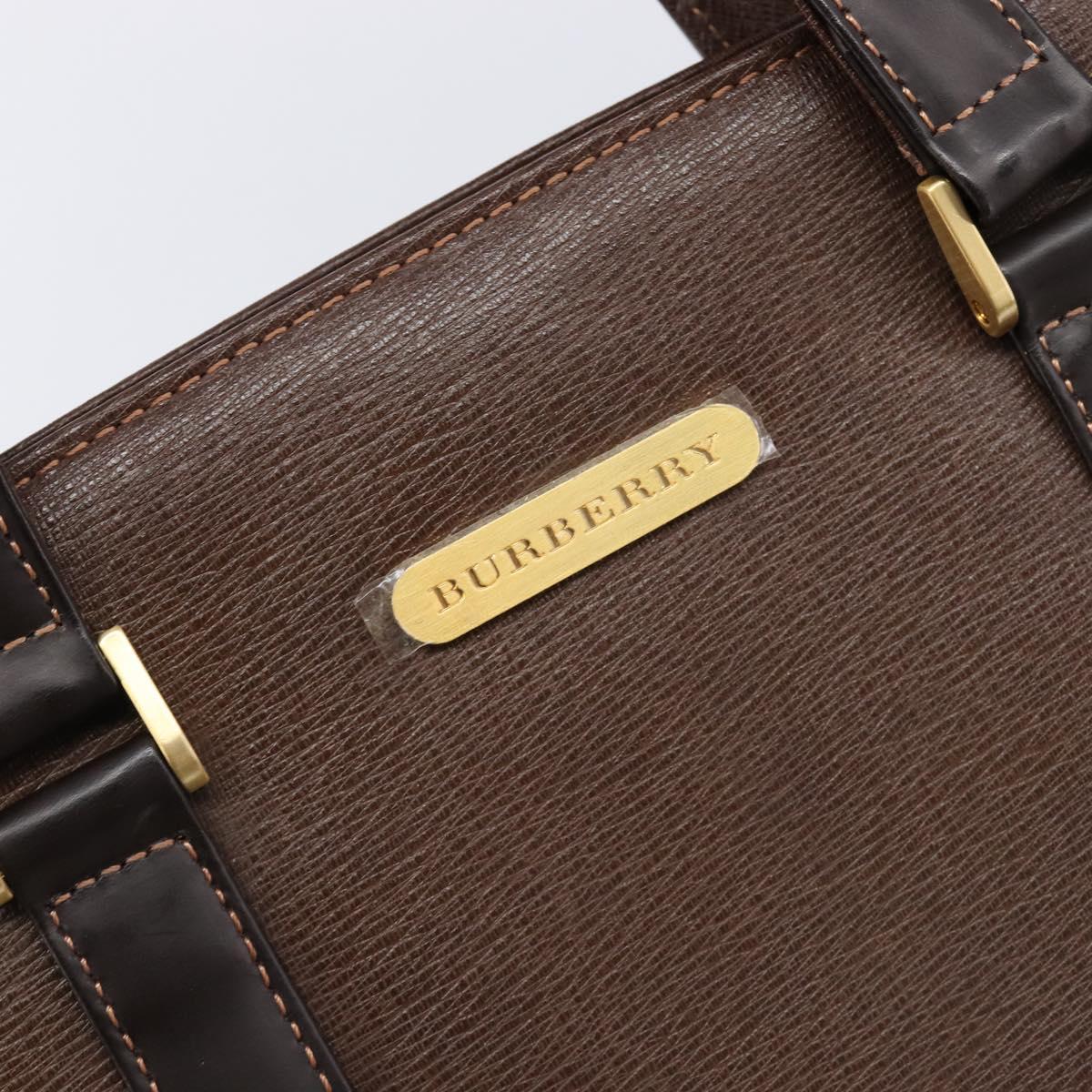 BURBERRY Hand Bag Leather Brown Gold Auth mr3260A