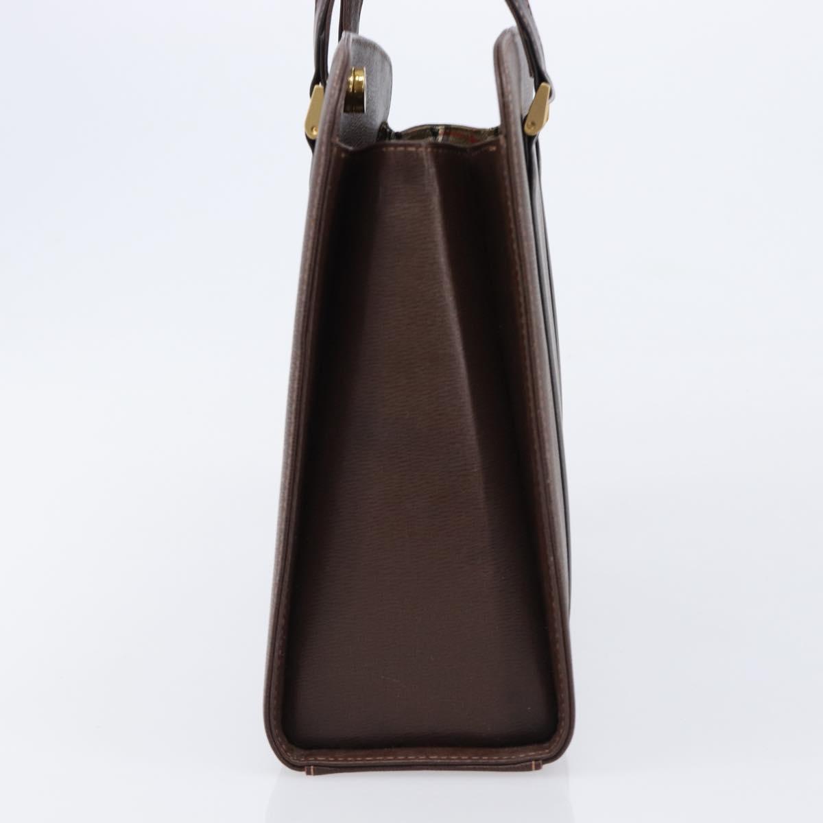 BURBERRY Hand Bag Leather Brown Gold Auth mr3260A