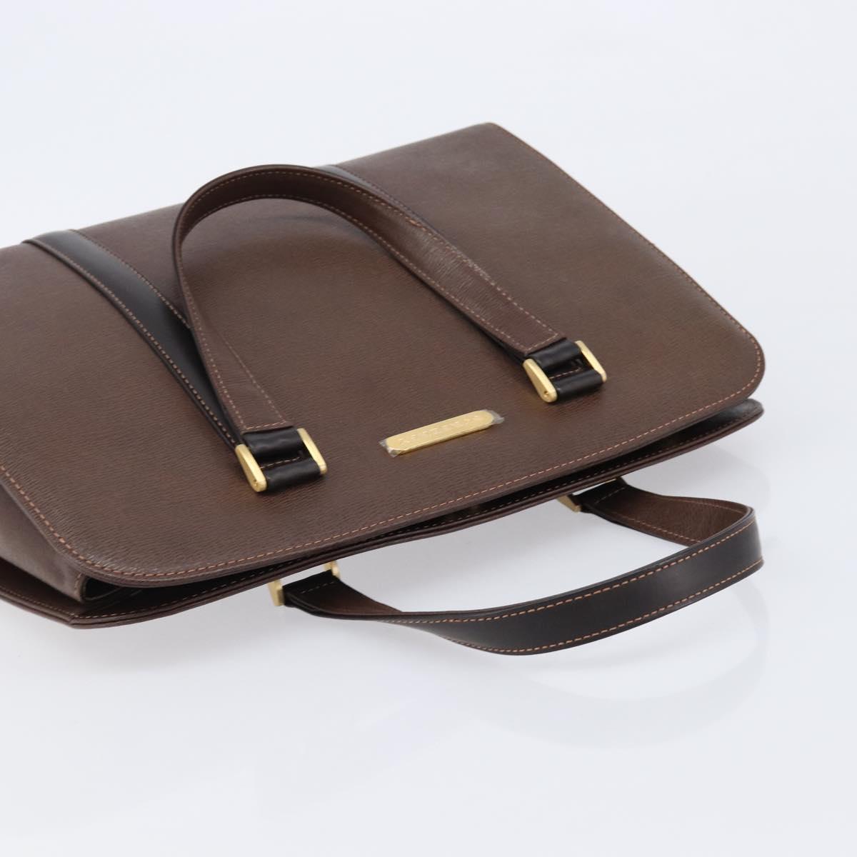 BURBERRY Hand Bag Leather Brown Gold Auth mr3260A