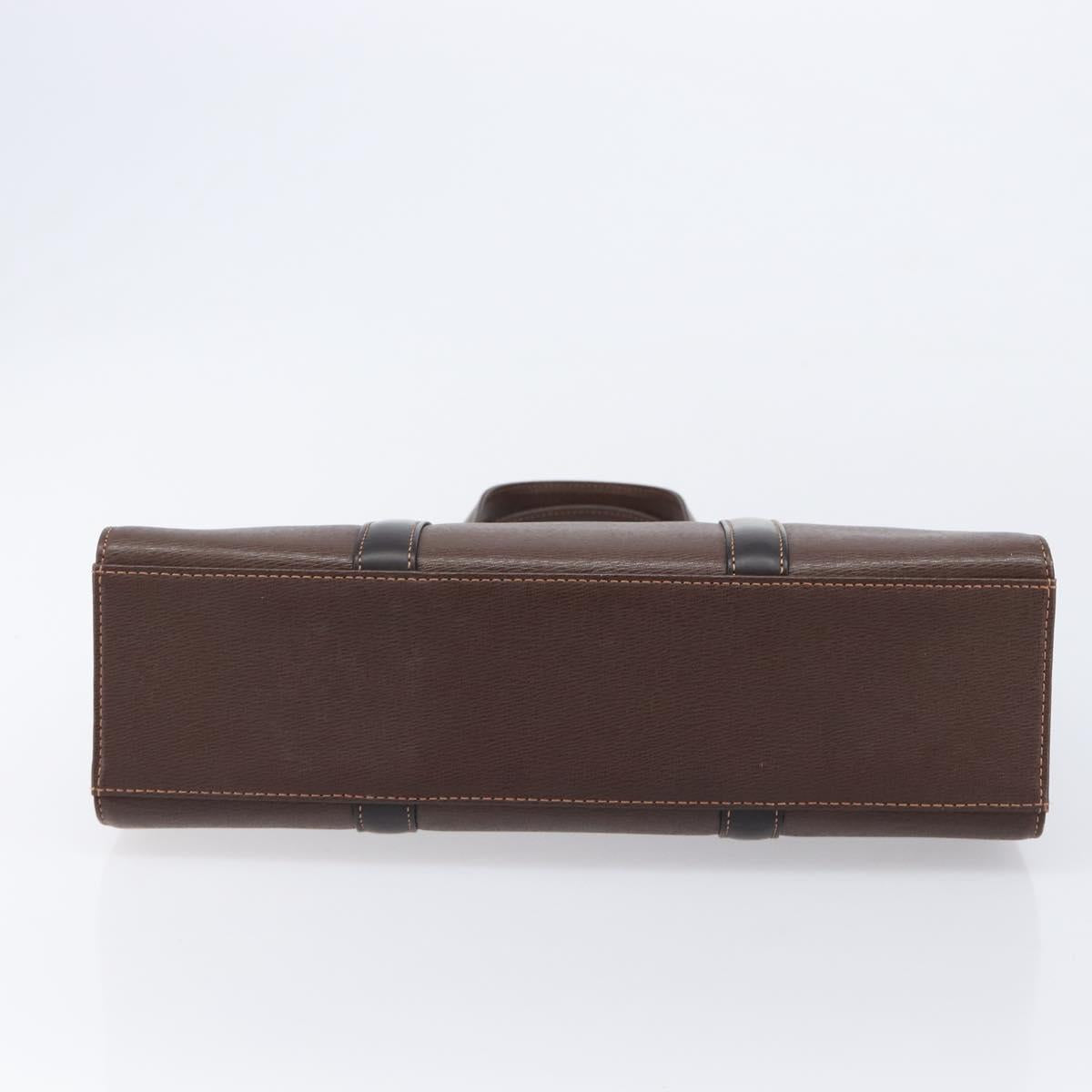BURBERRY Hand Bag Leather Brown Gold Auth mr3260A