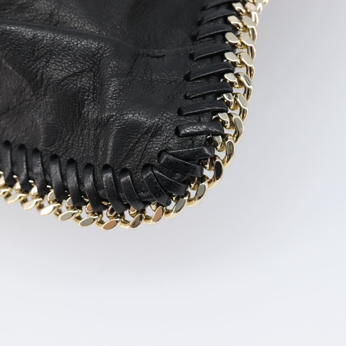MCM Clutch Bag Leather Black Gold Auth mr3274A
