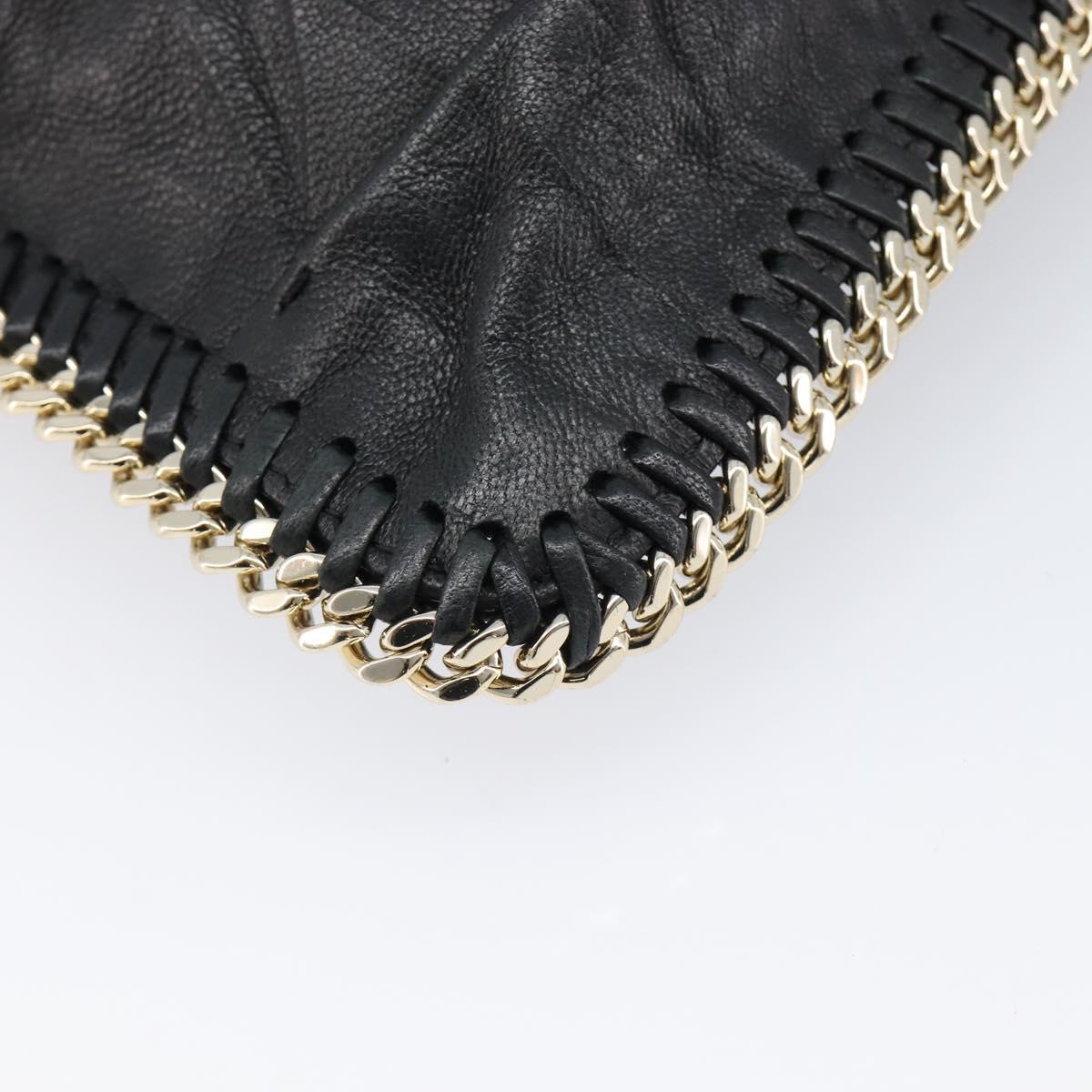 MCM Clutch Bag Leather Black Gold Auth mr3274A
