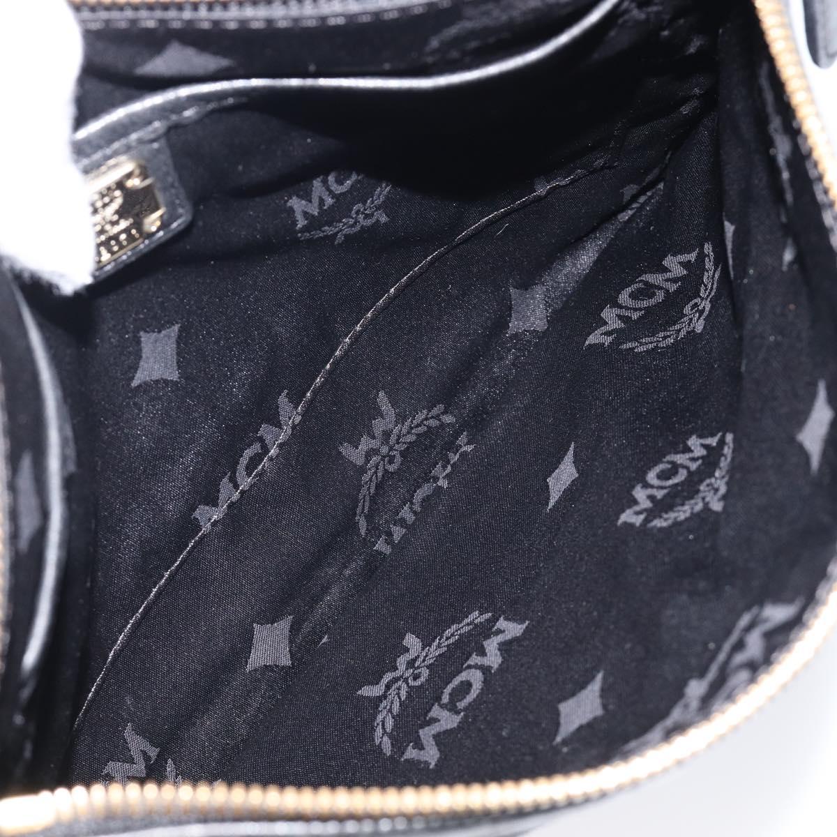 MCM Clutch Bag Leather Black Gold Auth mr3274A