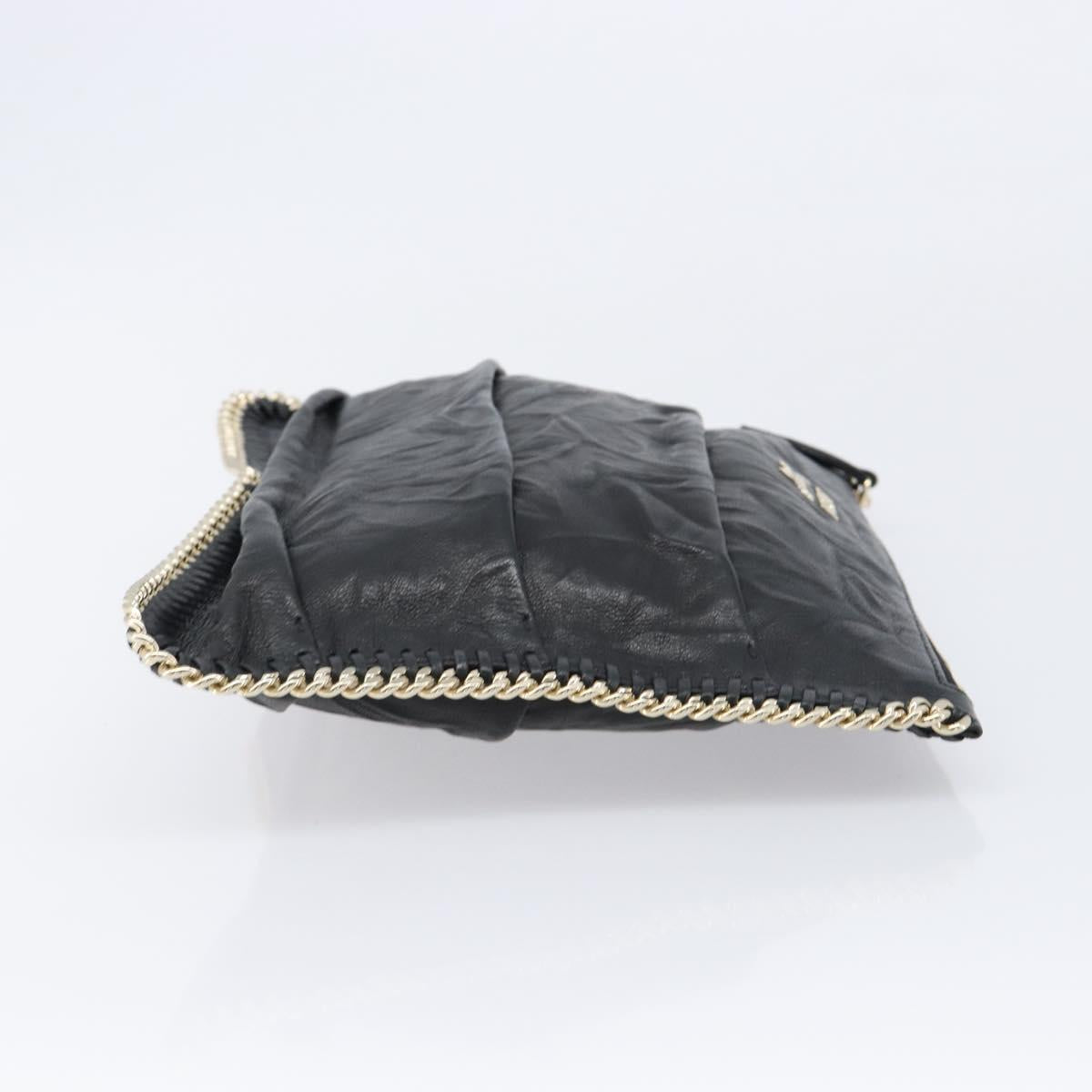 MCM Clutch Bag Leather Black Gold Auth mr3274A