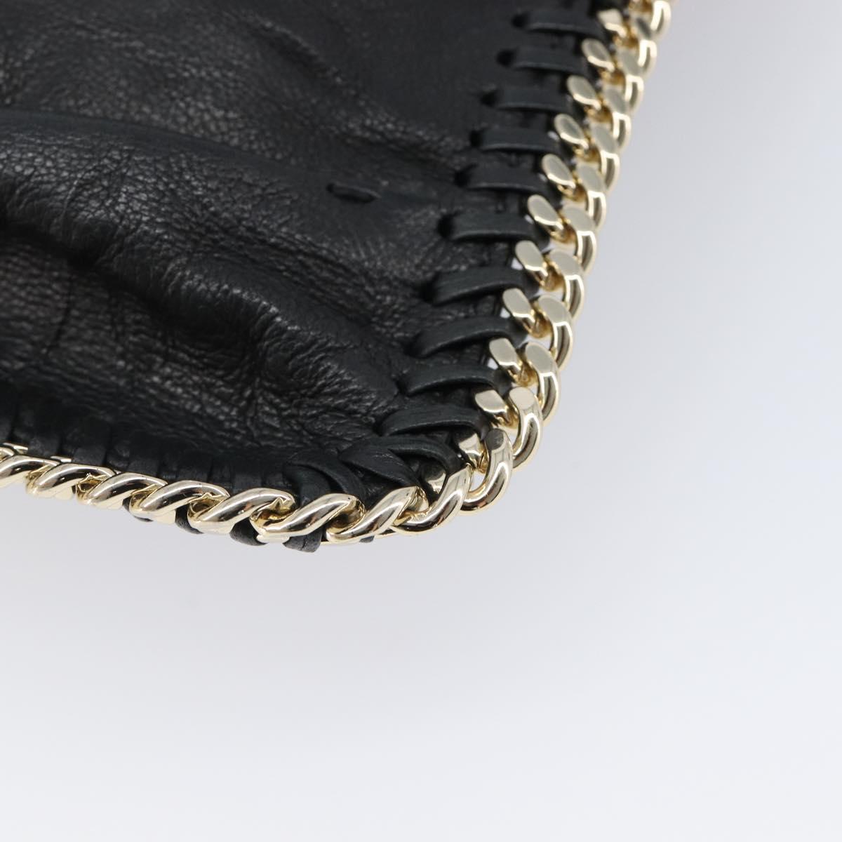 MCM Clutch Bag Leather Black Gold Auth mr3274A