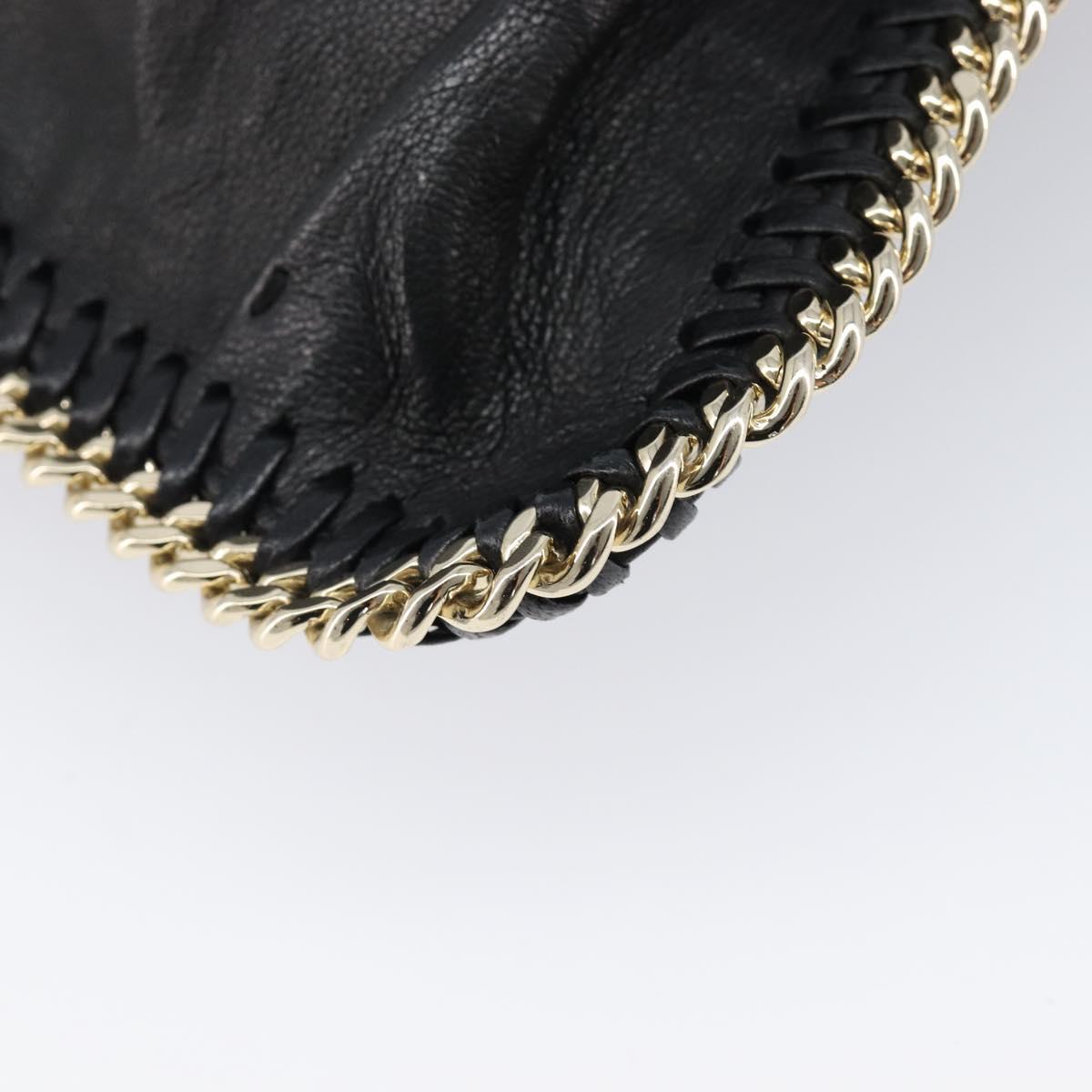 MCM Clutch Bag Leather Black Gold Auth mr3274A