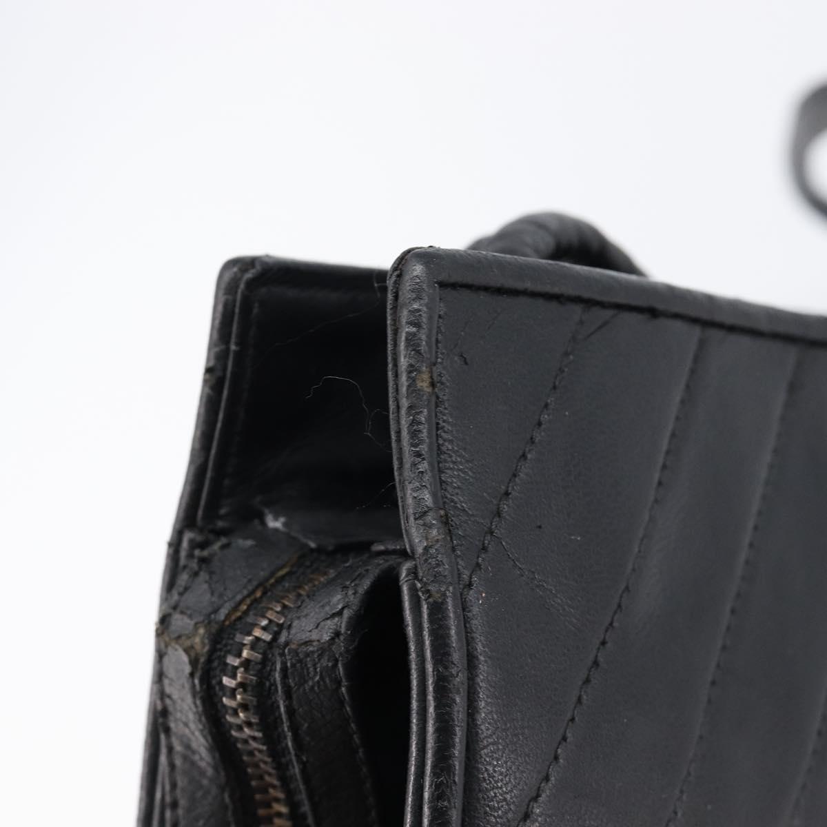CHANEL V Stitch Shoulder Bag Lamb Skin Black Gold CC Auth mr3288A
