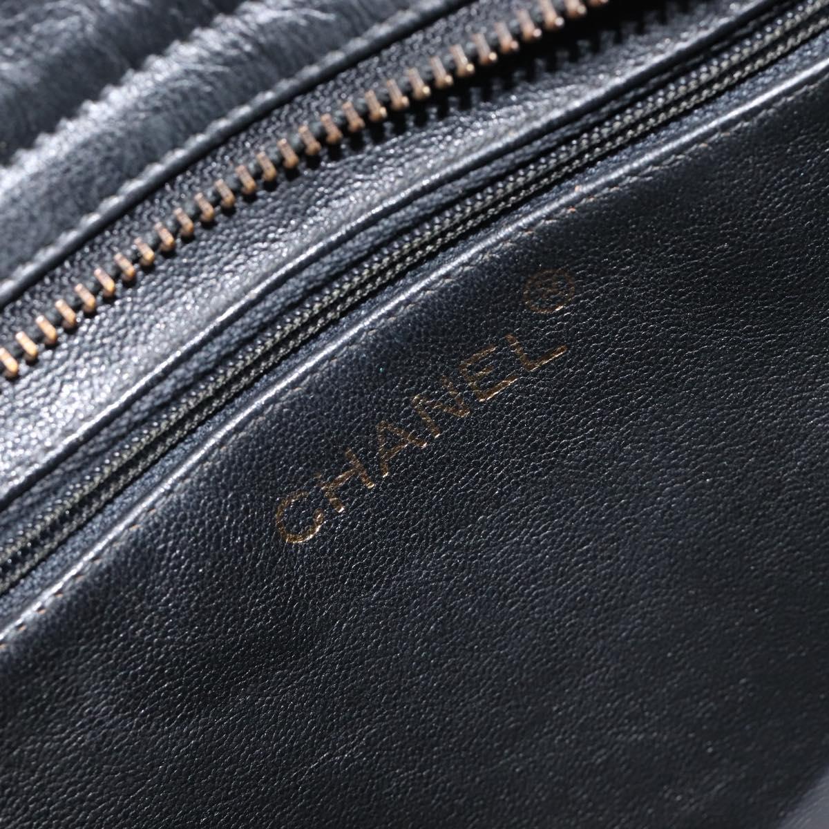 CHANEL V Stitch Shoulder Bag Lamb Skin Black Gold CC Auth mr3288A