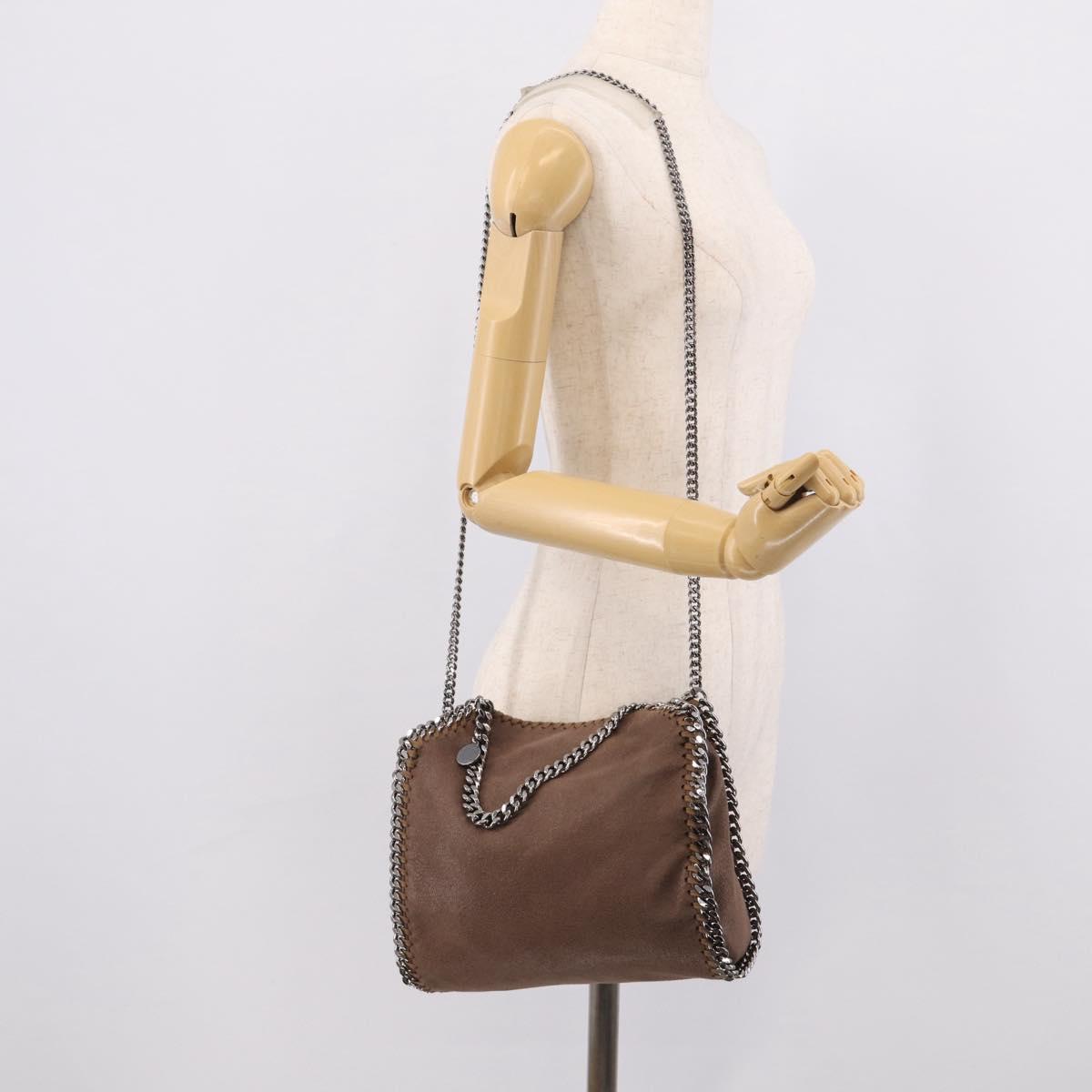 Stella McCartney Falabella Shoulder Bag Polyester 2way Brown Silver Auth mr3306A