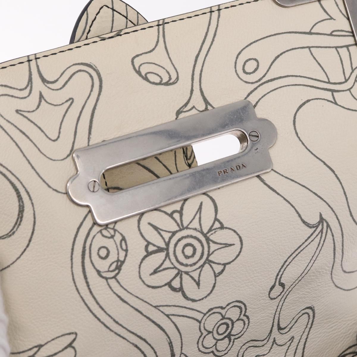 PRADA Kaye Shoulder Bag Leather White Silver Auth mr3336V