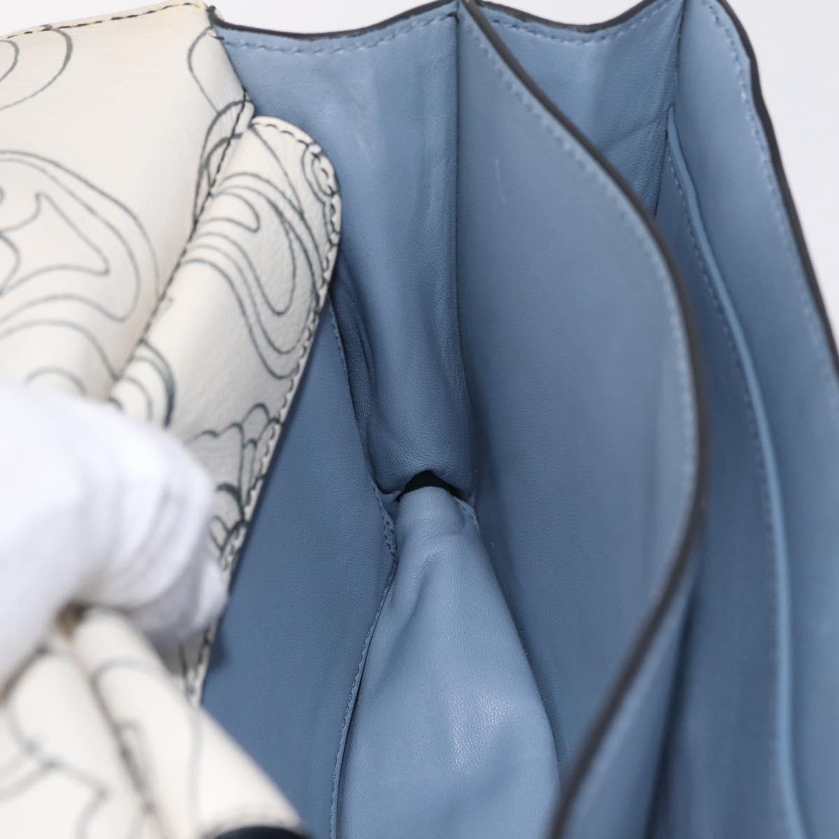 PRADA Kaye Shoulder Bag Leather White Silver Auth mr3336V