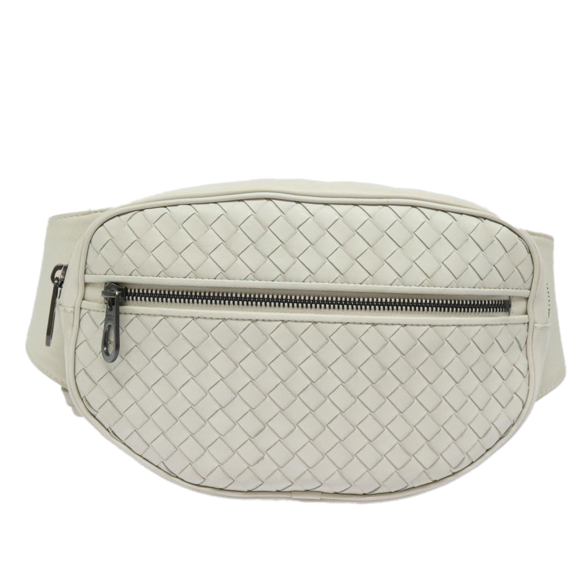 BOTTEGA VENETA INTRECCIATO Body Bag Leather White Auth mr354