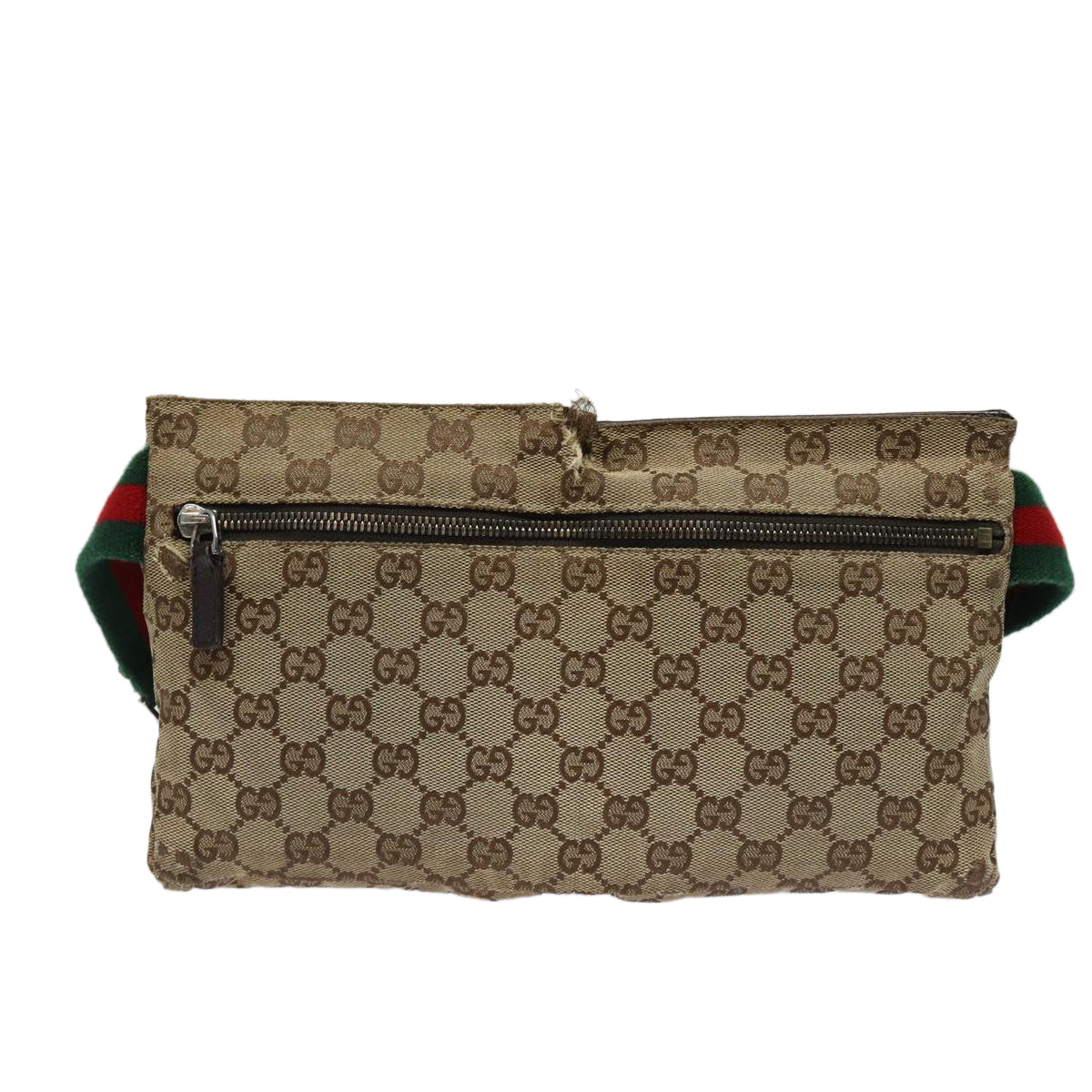 GUCCI GG Canvas Web Sherry Line Waist bag Beige 28566 Auth mr366