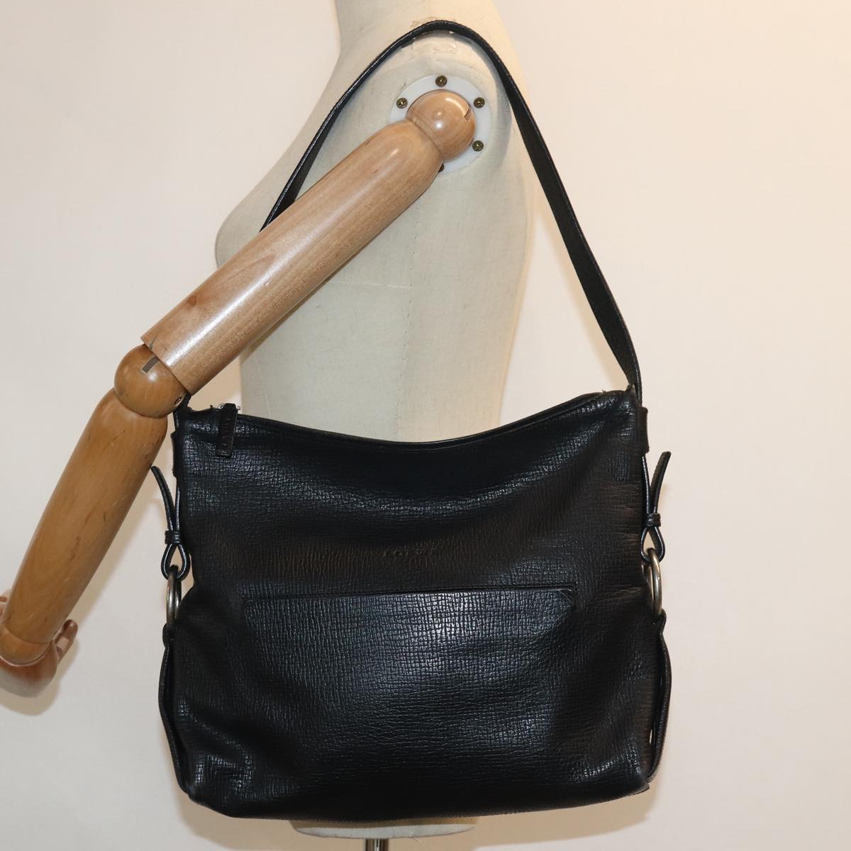 LOEWE Shoulder Bag Leather Black Auth mr385