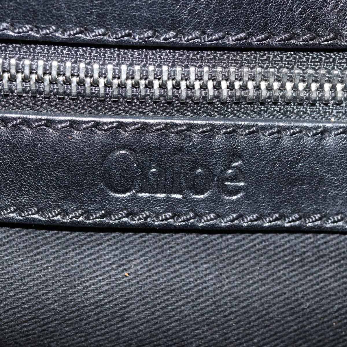 Chloe Kerala Horse Hand Bag Leather Black Gold Auth mr416