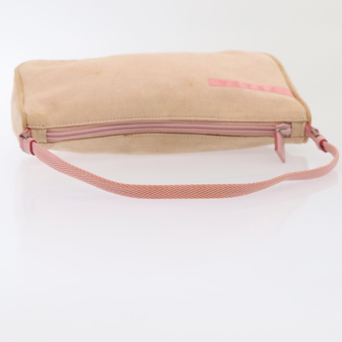 PRADA Sports Accessory Pouch Canvas Pink Silver Auth mr441