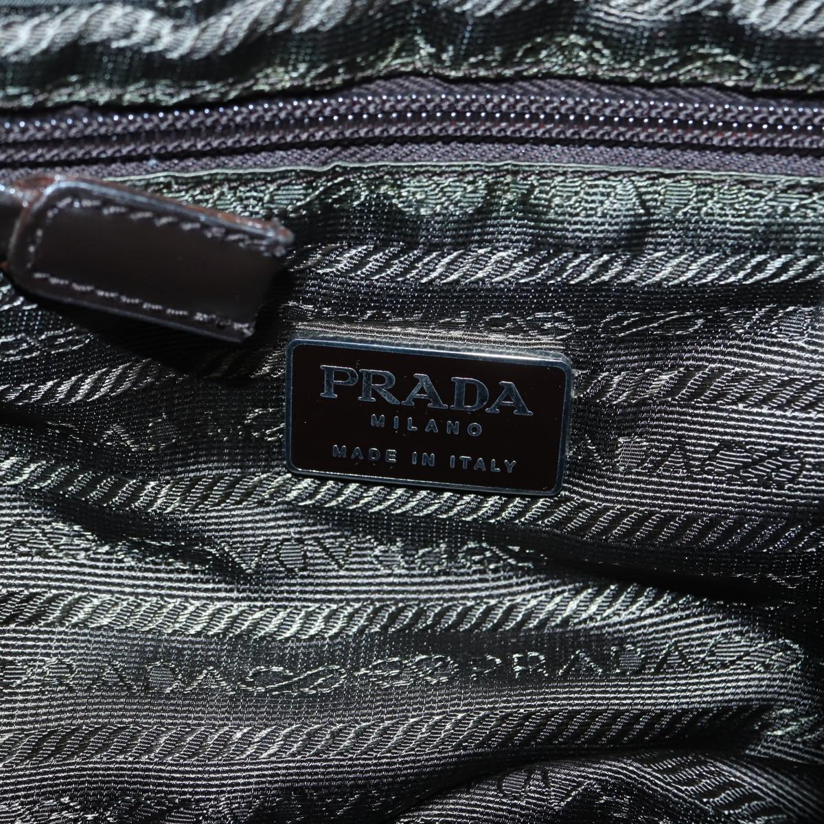 PRADA Backpack Nylon Khaki Silver Auth mr446