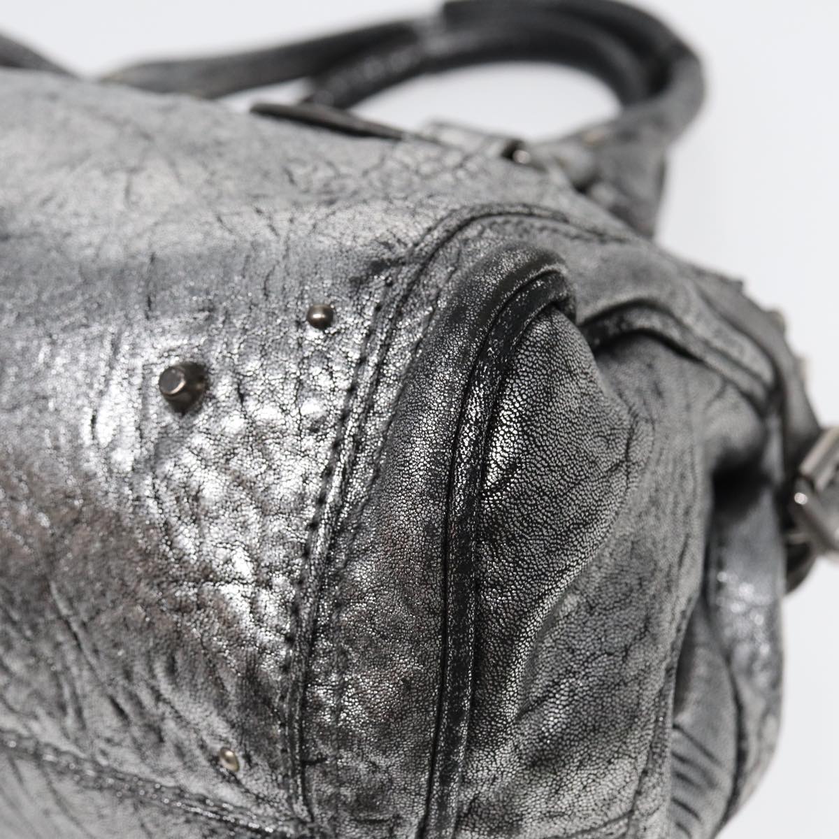 Chloe Paddington Hand Bag Leather Silver Auth mr447