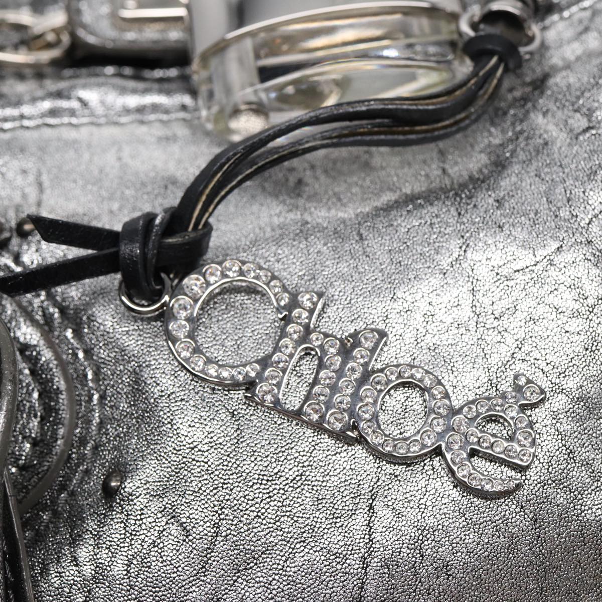 Chloe Paddington Hand Bag Leather Silver Auth mr447