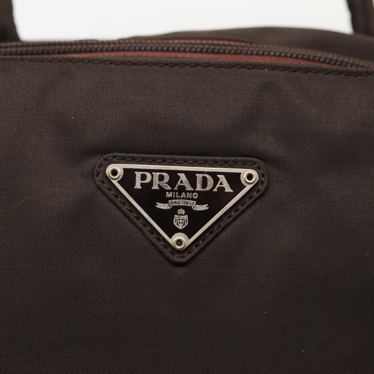 PRADA Hand Bag Nylon Brown Auth mr451