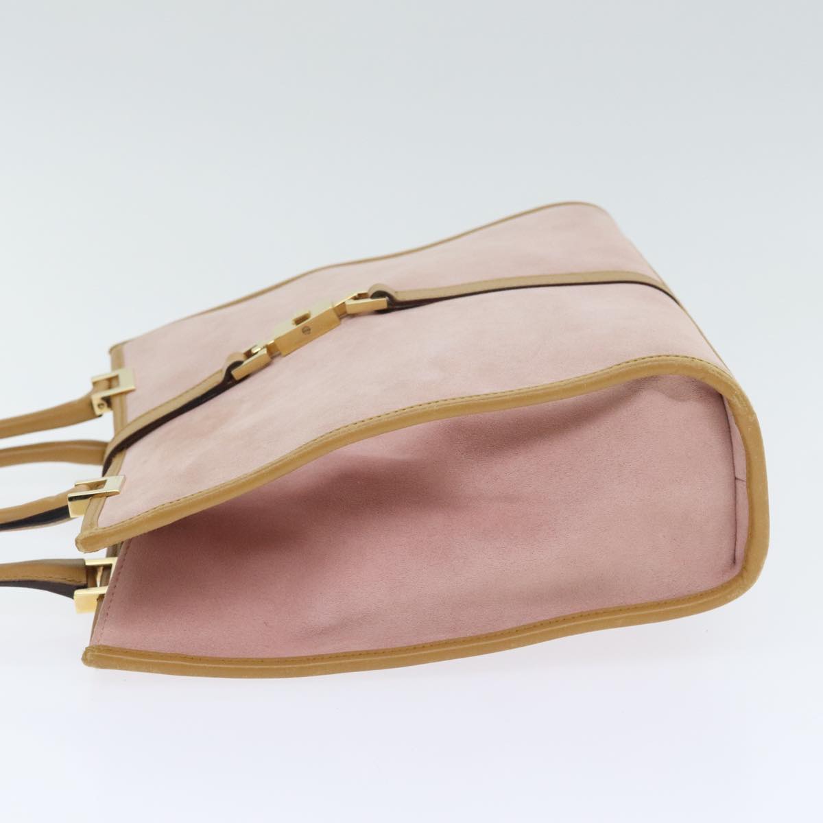 GUCCI Jackie Hand Bag Suede Leather Pink Gold 002 1065 Auth mr480