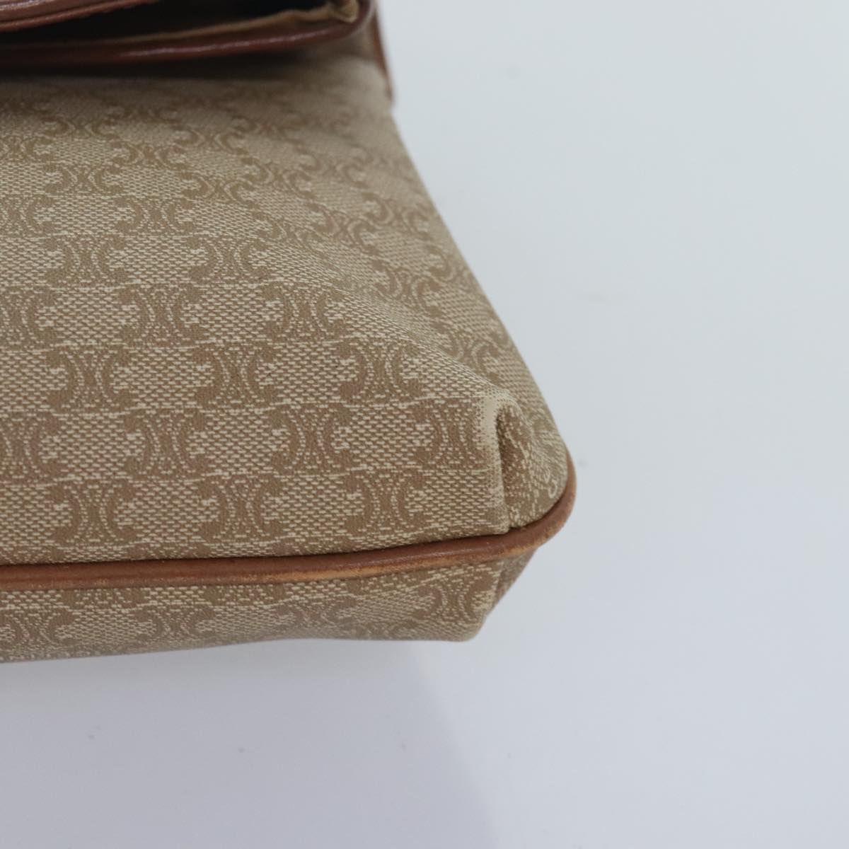 CELINE Macadam Canvas Clutch Bag Beige Gold Auth mr492