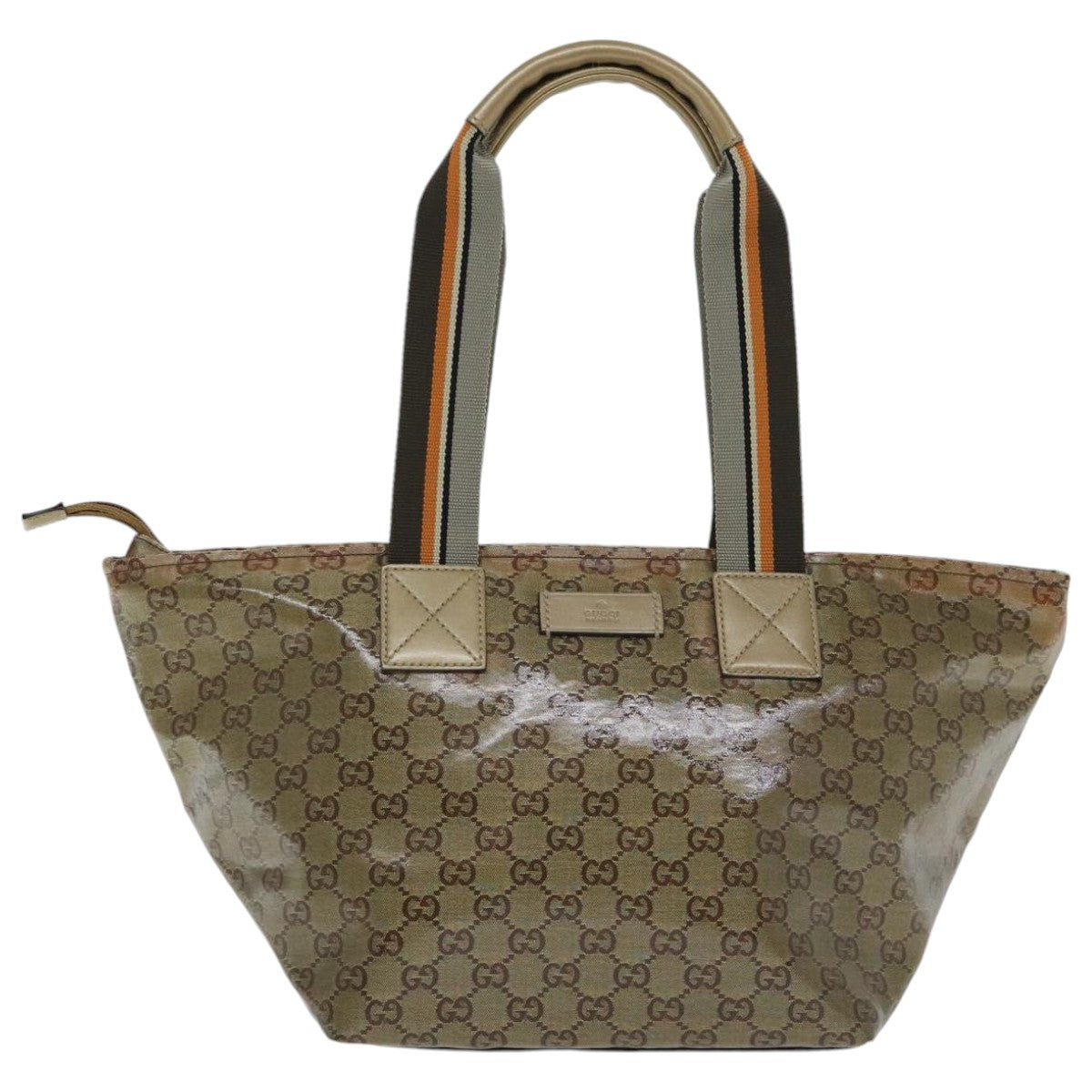 GUCCI GG Crystal Sherry Line Hand Bag Gray Gold Brown 131230 Auth mr508