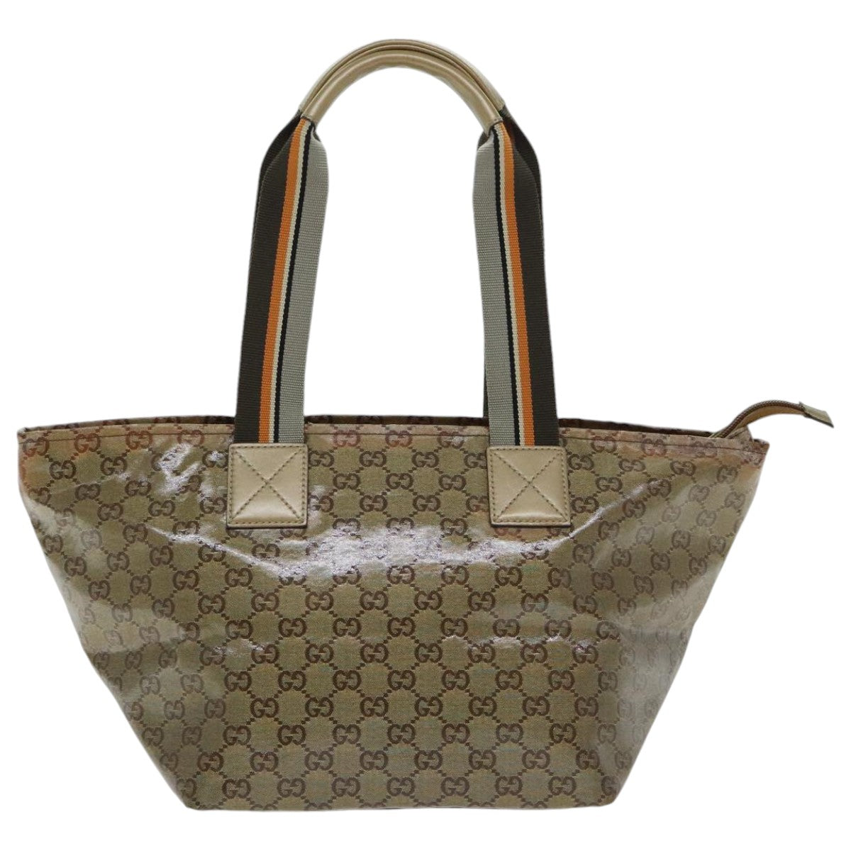 GUCCI GG Crystal Sherry Line Hand Bag Gray Gold Brown 131230 Auth mr508