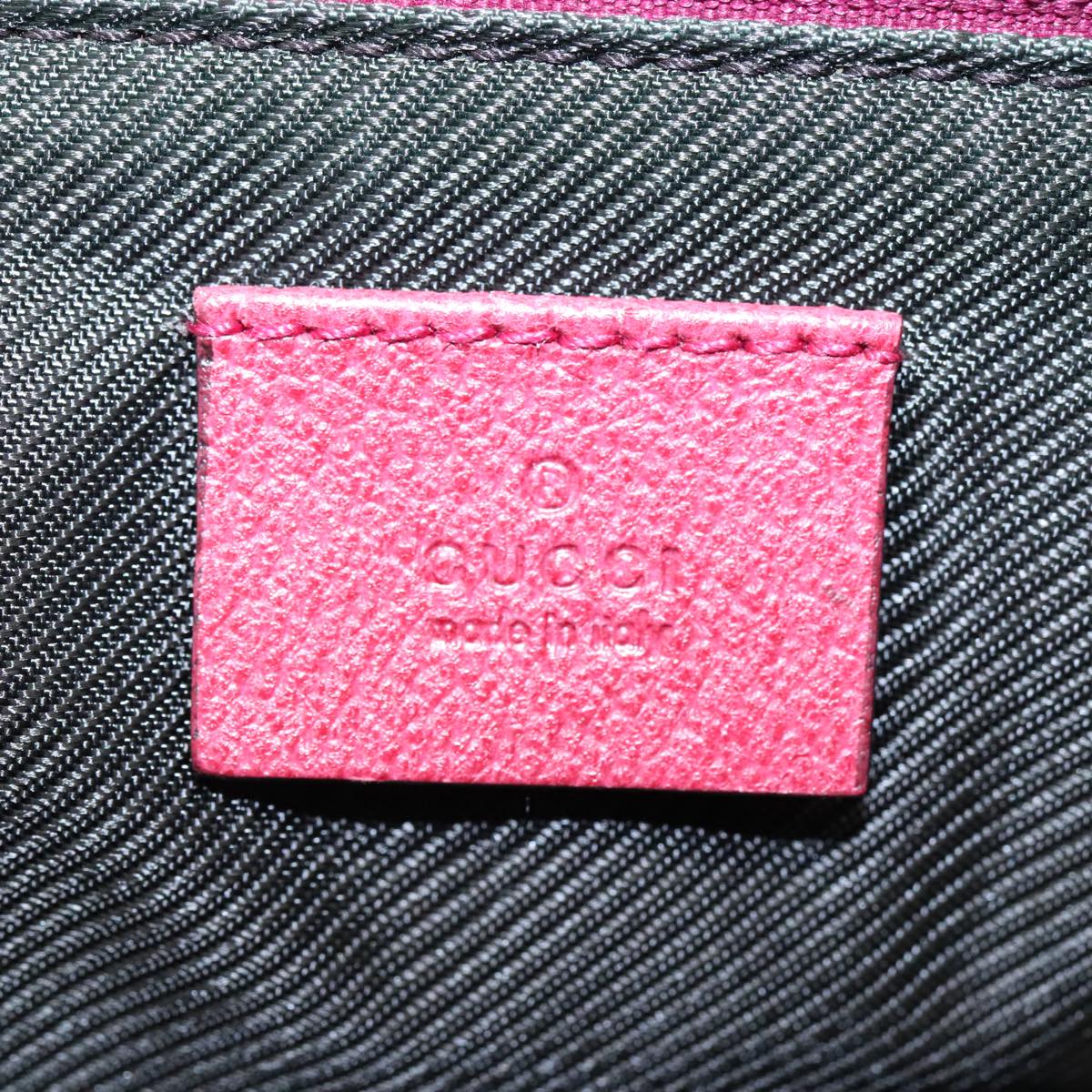 GUCCI GG Canvas Accessory Pouch Silver Pink 07198 Auth mr509