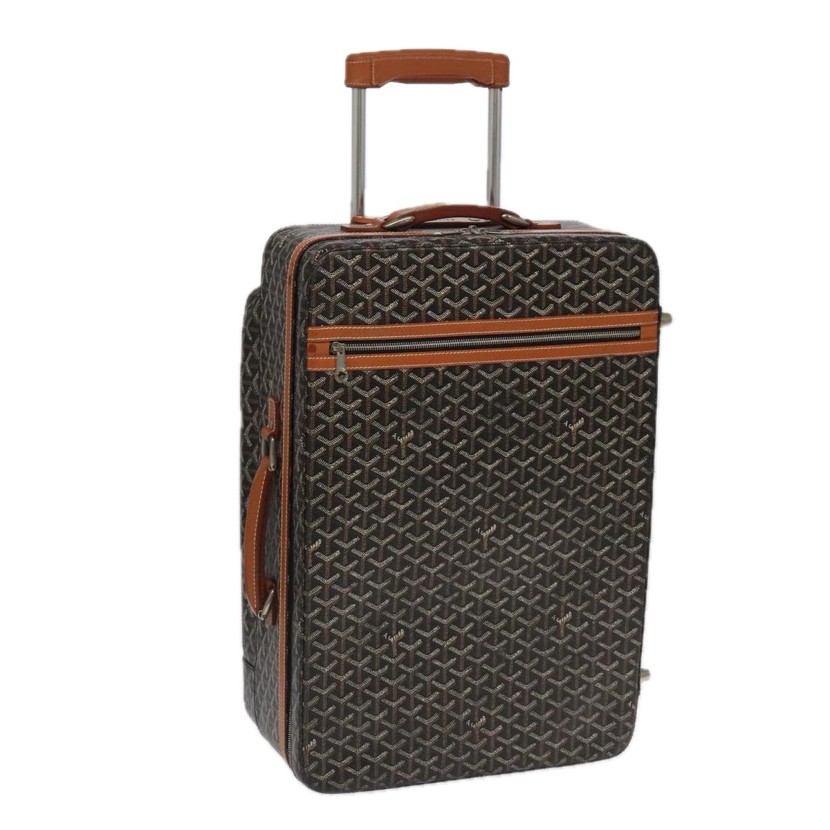 GOYARD Herringbone Trolley PM suitcase PVCCanvas Brown Auth mr552A