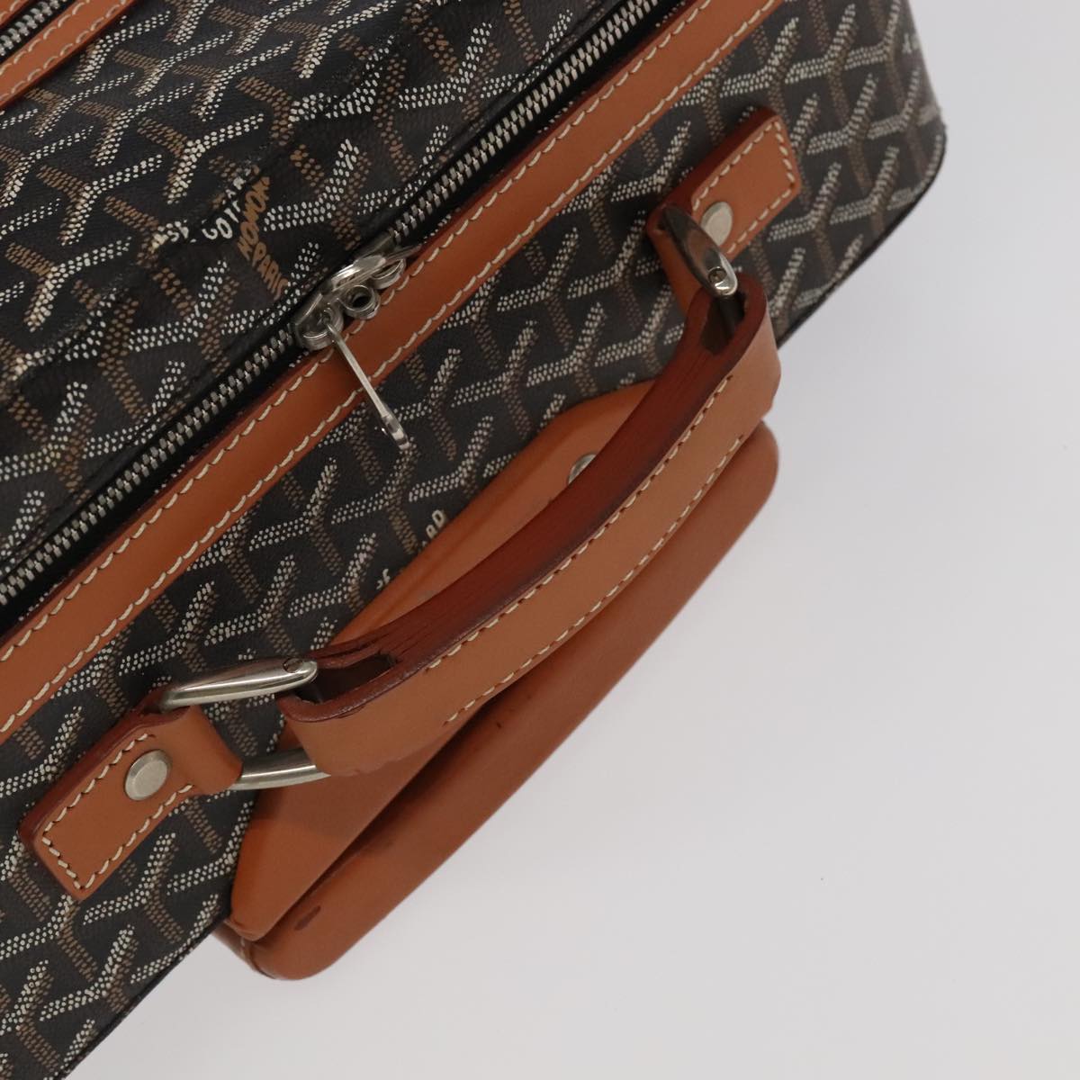 GOYARD Herringbone Trolley PM suitcase PVCCanvas Brown Auth mr552A