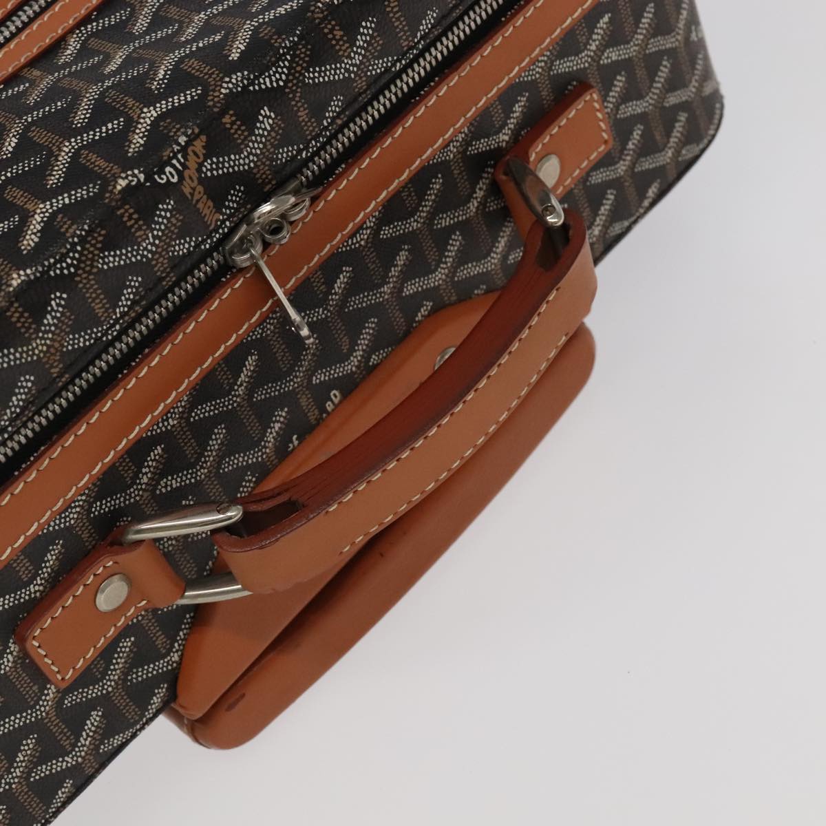 GOYARD Herringbone Trolley PM suitcase PVCCanvas Brown Auth mr552SAM